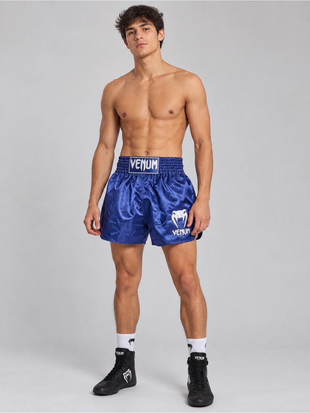 Venum Classic Muay Thai Shorts Blue & White Waist Medium